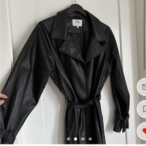 NA-KD Faux Leather Trench Coat